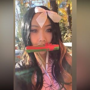 Nezuko Kimono Costume Set Girls XL. Demon Slayer Animation Cosplay with wig